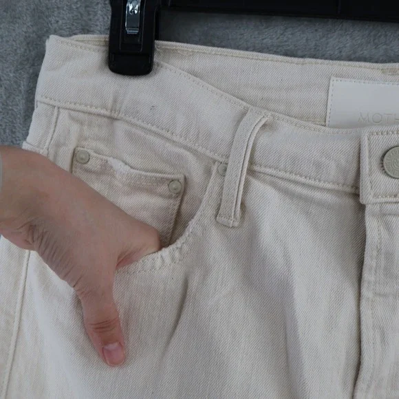 MOTHER The Rambler High Rise Ankle Jeans Women 32 Cream Straight Leg Classic NWT